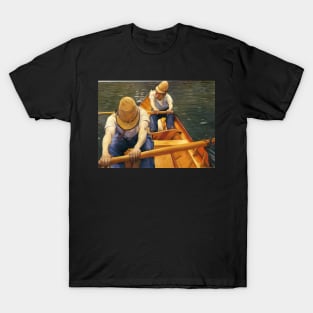 boaters rowing on the yerres - Gustave Caillebotte T-Shirt